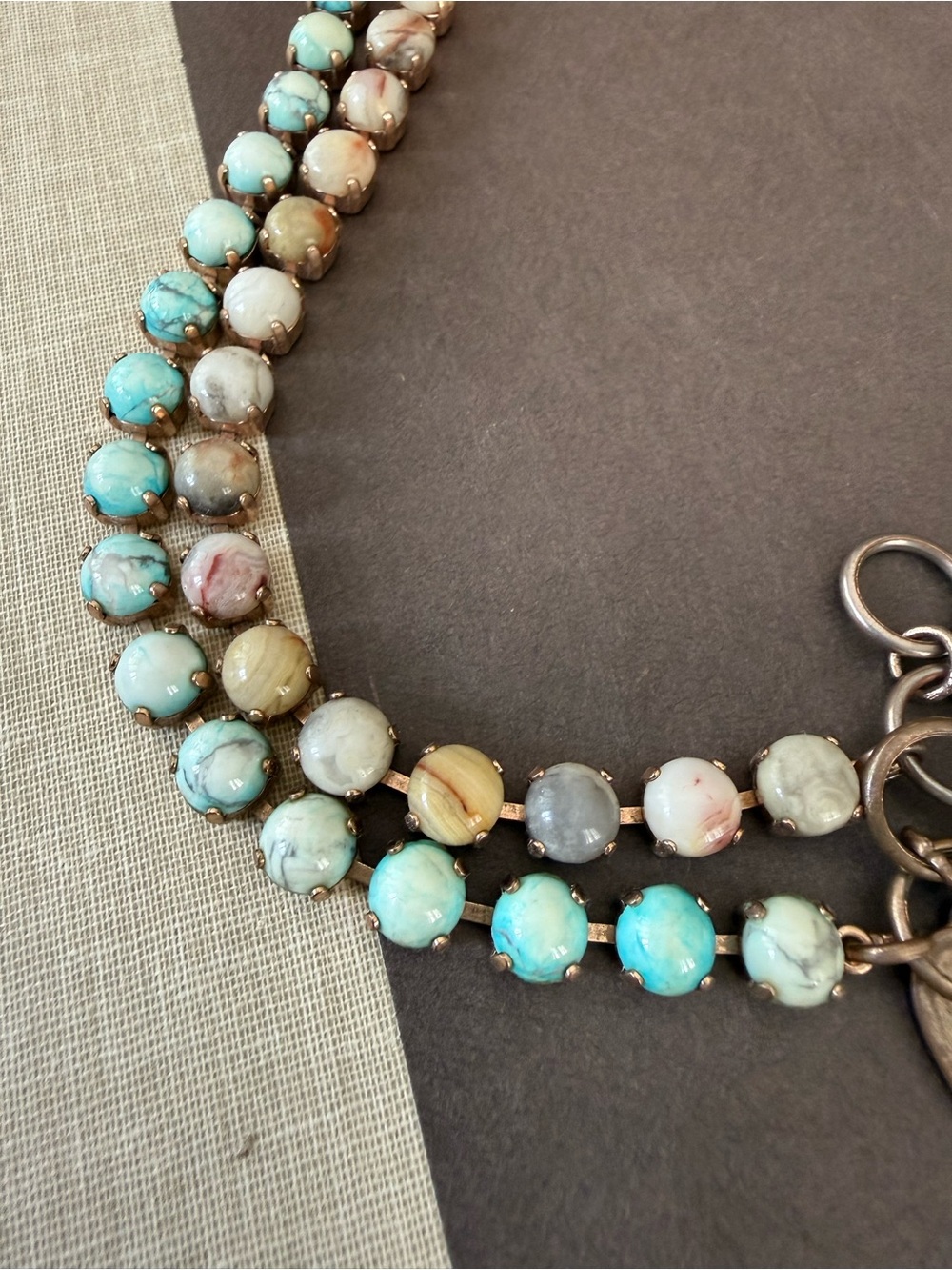 TWO Mariana Bracelets- Real Turquoise, Cream & Blush Stones - Picture 2 of 6